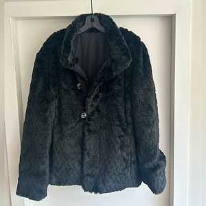 PLATINUM faux fur black button up peacoat winter jacket
